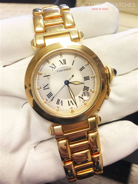 yellow gold cartier watch|cartier 18k gold watch models.